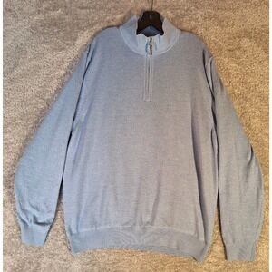 Fairway & Greene The Natural Sweater Mens XL Blue Baruffa Merino Wool 1/4 Zip